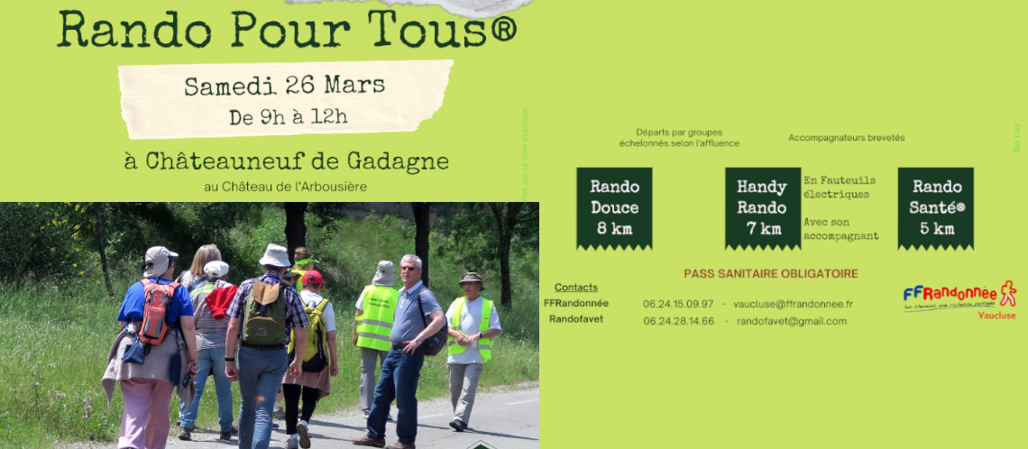 Randonnée pour tous à Châteauneuf-de-Gadagne le 26 mars